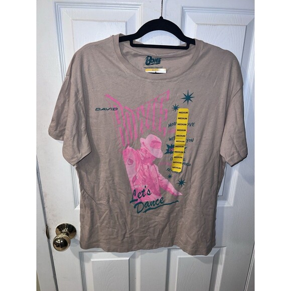 David Bowie Let's Dance Brown T-Shirt Graphic Band Women's Medium Fits Loose - Picture 6 of 6